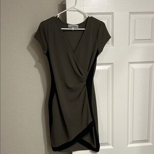 Almost Famous Olive and Black Wrap Dress